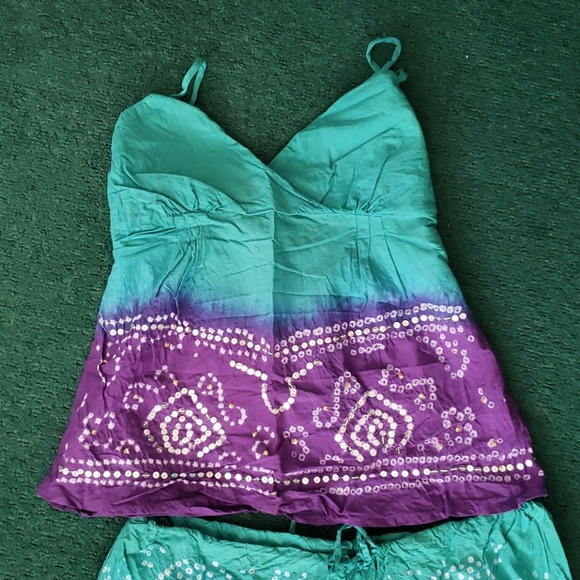 2 pc Purple & Teal BoHo style outfit - M/L - Picture 2 of 8